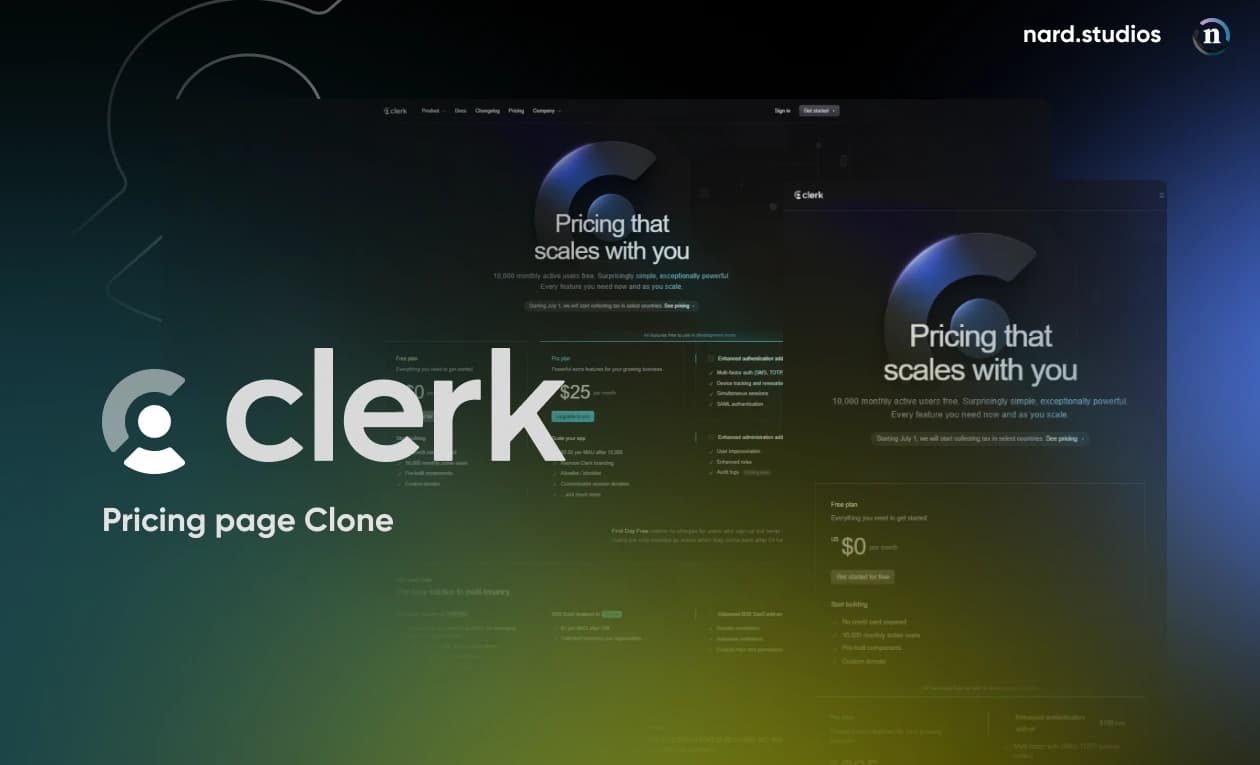 Clerk's Pricing page banner